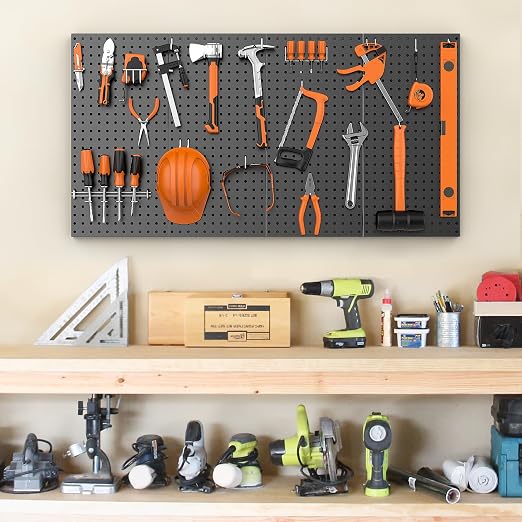 Pegboard Smith Metal Pegboard Panels 12" x 24", 4 Pack Black Wall Mounted Tool - Image 2
