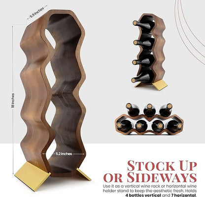 Gusto Nostro Wood Wine Rack, 7 Bottle, 2 Tier Wooden Countertop Free Standing - Image 3