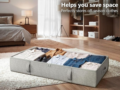 2-Pack Under Bed Storage Containers, 6 Inches Tall Underbed Clothes Storage - Image 2