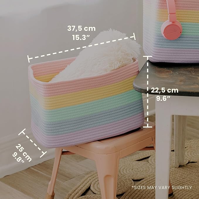 OrganiHaus Set of 3 Pastel Rainbow Woven Storage Baskets - Image 2