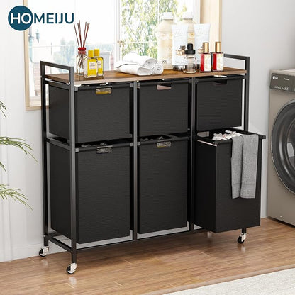 HOMEIJU Laundry Basket with Wheels, Rolling Laundry Hamper Organizer with Large - Image 7