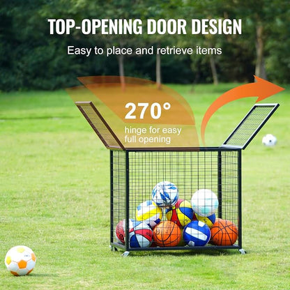 VEVOR Rolling Sports Ball Storage Cart, Lockable Basketball Cage - Image 4