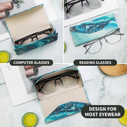 Foldable Glasses Case, Magnetic PU Leahter Sunglasses Case, Cute Hard Shell - Image 2