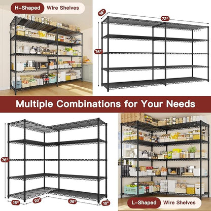 PrimeZone 5 Tier 72" W x 16''D x 76''H Metal Storage Wire Shelves - Image 3