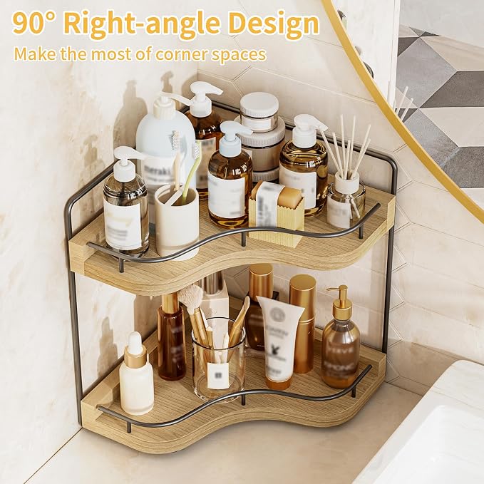 2-Tier Corner Bathroom Counter Organizer - Image 5