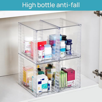 Vtopmart 4 Pack Clear Stackable Storage Drawers, 9.7" High Plastic Organizers - Image 6