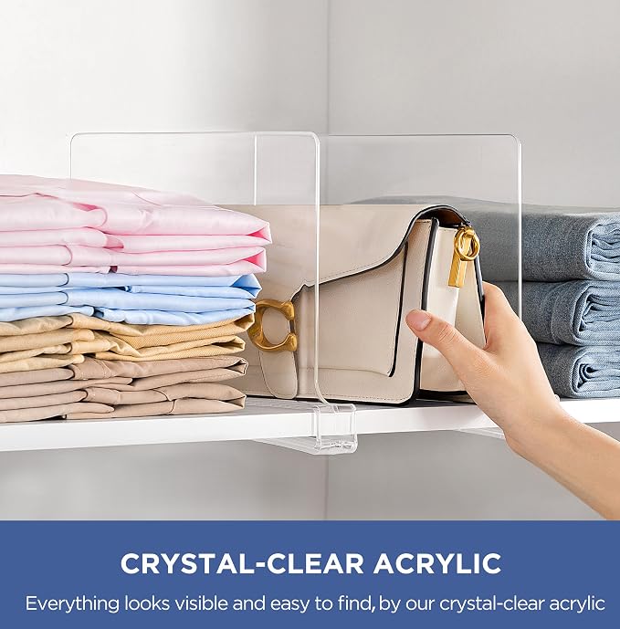 HBlife 5 Pack Clear Shelf Dividers, Vertical Purse Organizer - Image 3