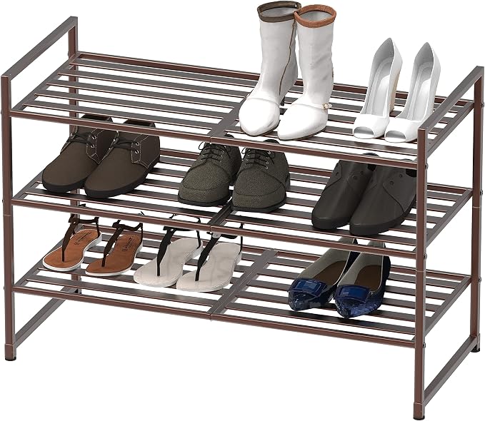 Simple Houseware 3-Tier Stackable Metal Panel Shoes Rack - Image 4