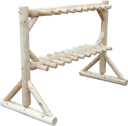 17-Place Freestanding Log Ski Rack Holder, Indoor & Outdoor Snowboard Racks - Image 7