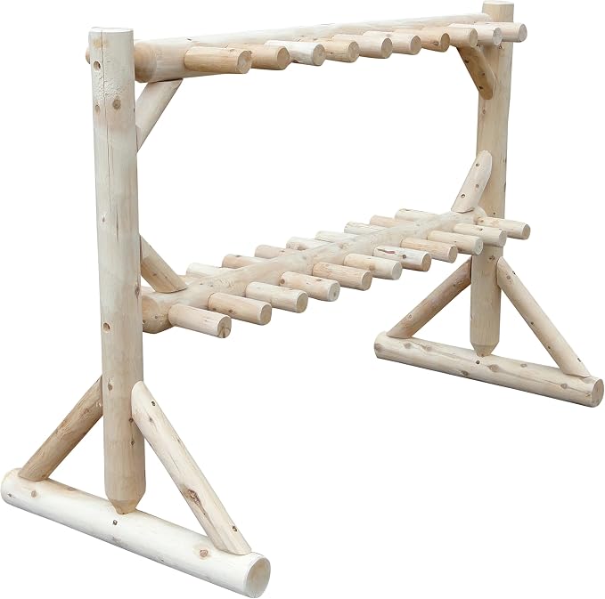 17-Place Freestanding Log Ski Rack Holder, Indoor & Outdoor Snowboard Racks - Image 3