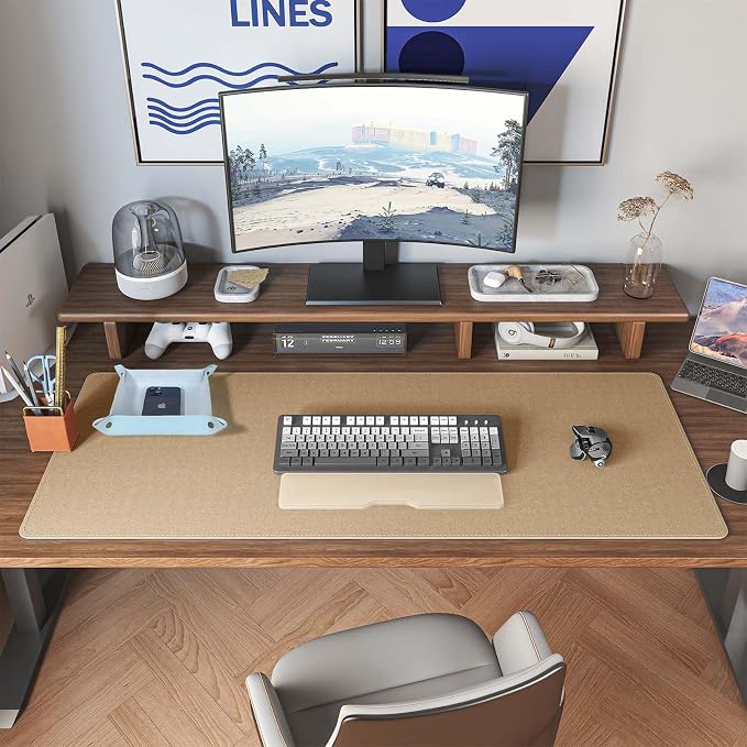 DAWNTREES Dual Sided Desk Mat, Leather Desk Pad, Cork Desk Mat Protector - Image 7