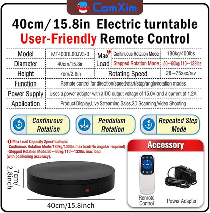 15.8In Remote Motorized Electric Turntable Rotating Display Stand Rotating - Image 2
