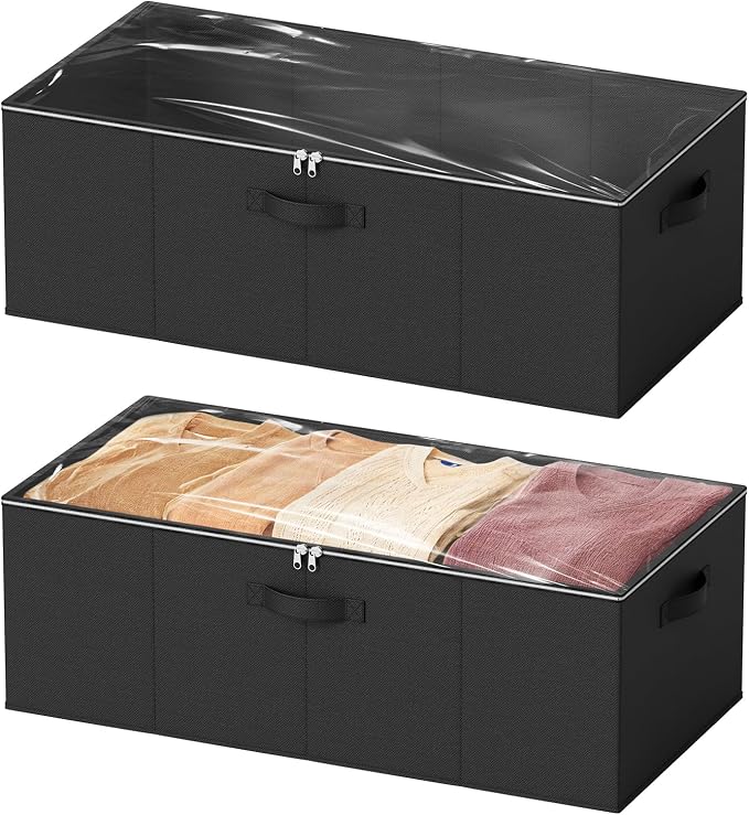 SpaceAid 2 Pack 10" High Under Bed Storage Containers, Large Underbed Storage by SpaceAid