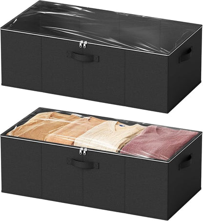 SpaceAid 2 Pack 10" High Under Bed Storage Containers, Large Underbed Storage by SpaceAid