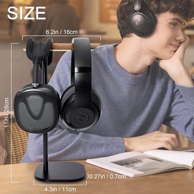 Gvoears Upgraded Headphone Stand, Walnut Wood Headphone Stands Headset Holder - Image 6