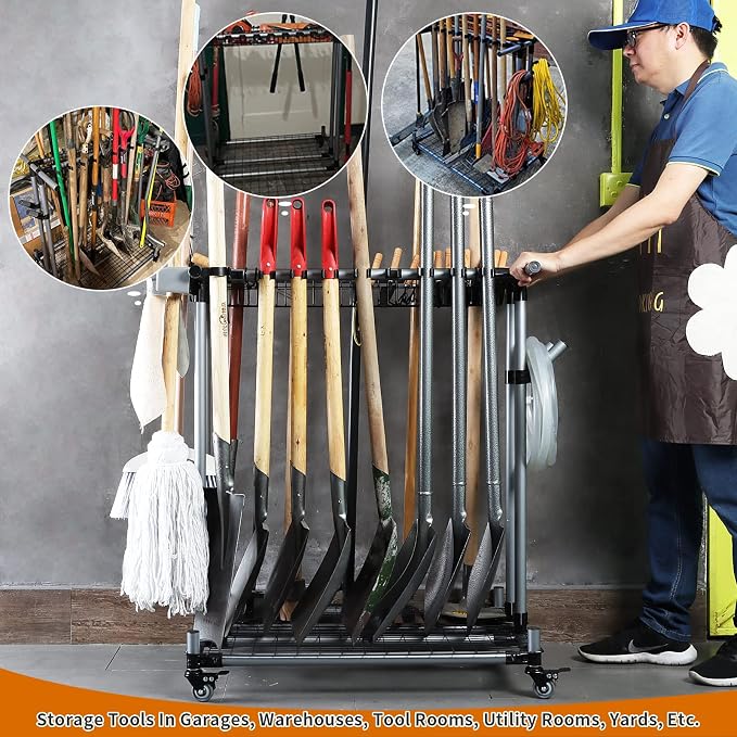 Heavy duty garden tool organizer garage storage holder storage large long - Image 2