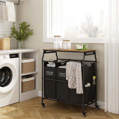 Hoctieon 3 Section Laundry Sorter Cart - Image 5