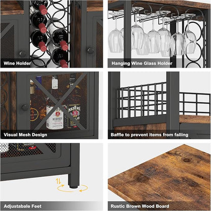 Homeiju Mini Bars for Home, Wooden Coffee Bar Cabinet, Modern Liquor Cabinet - Image 5