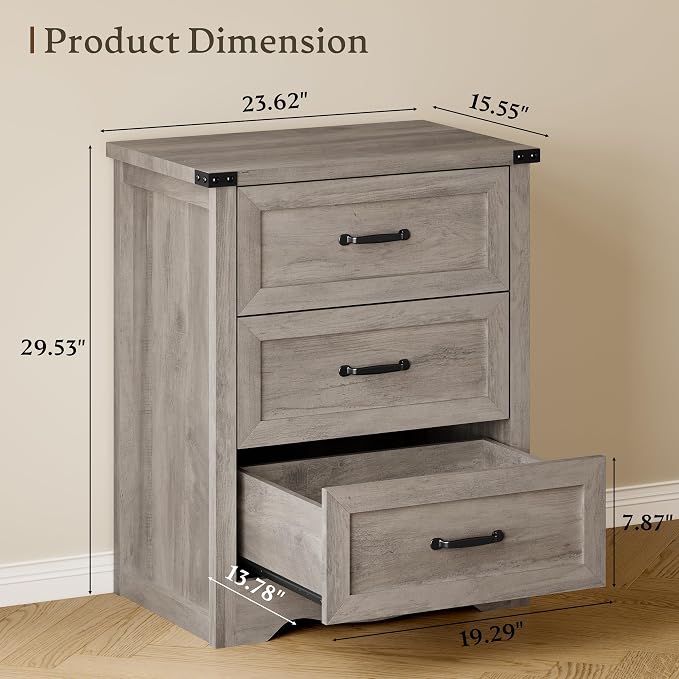 3-Drawer Dresser for Bedroom, Small Wooden Chest of Drawers - Image 2