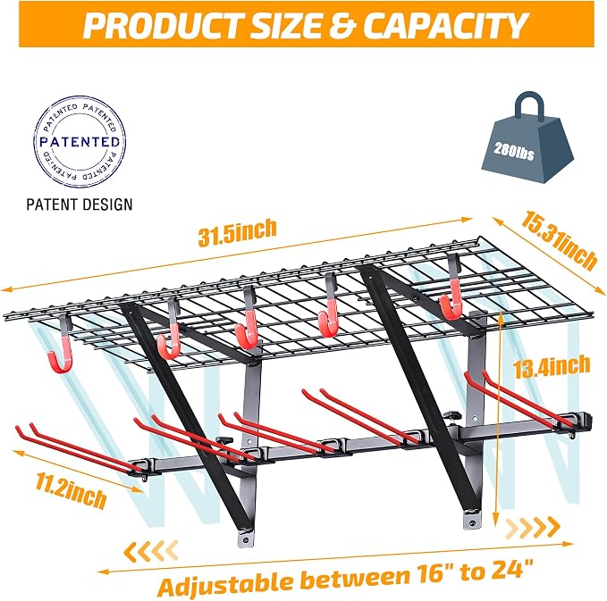 PLKOW Wall-Mounted Ski Rack, Skis Storage Rack - Image 7