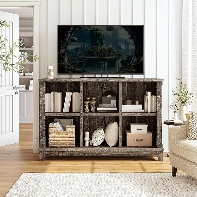 EnHomee 6 Cube Storage Organizer Bookshelf, Wood Cube Shelf Bookcase - Image 2