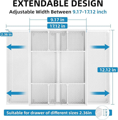 Marbrasse Expandable Desk Drawer Organizer, Mesh Drawer Organizer Tray - Image 2