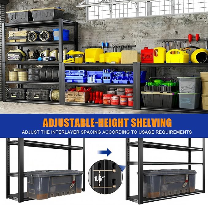 84''H Garage Shelving Heavy Duty, 3050LBS Storage Shelves, Adjustable Metal - Image 6