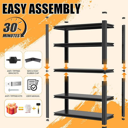 62" H Garage Shelving, Heavy Duty Storage Shelves, Garage Storage Shelves - Image 7