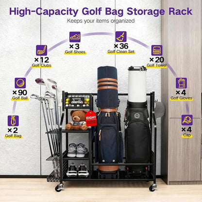 Golf Bag Storage Garage Organizer, Golf Bag Storage Stand and Other Golfing - Image 3