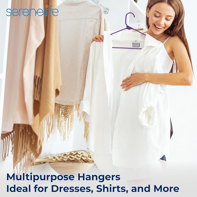 SereneLife 100 Pack Plastic Hangers, Space-Saving Closet Organizers, Durable - Image 7