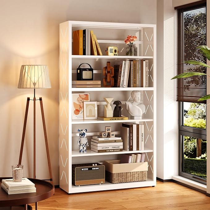 5 Tier Bookcase, Industrial Bookshelf, Home Office Bookcase Shelf Storage - Image 2