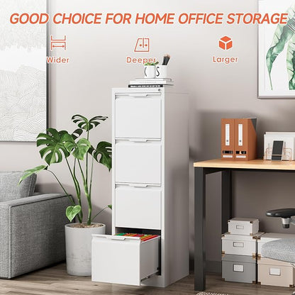 4 Drawer File Cabinet with Lock, 17.8" Deep Metal Filing Cabinet, Vertical File - Image 8