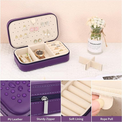 DesignSter Travel Jewelry Box, PU Leather Portable Jewelry Case, Small Jewelry - Image 4