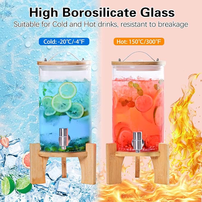 1.2 Gallon Large Glass Drink Dispenser - Image 8