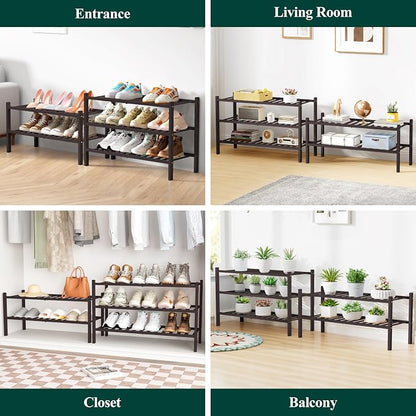 Smiry Bamboo Shoe Rack for Closet, 5 Tier Wooden Stackable Shoe Organizer - Image 7