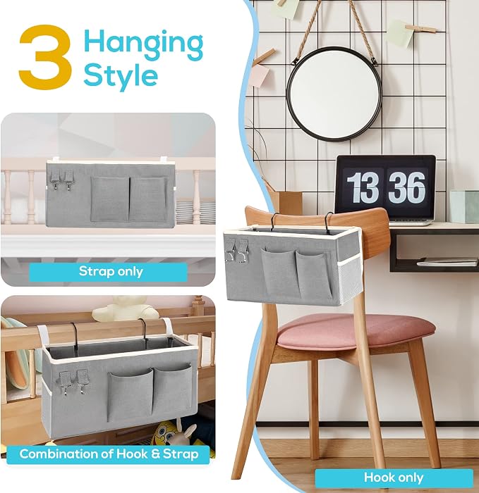 1pcs Bedside Caddy Hanging Storage Bag, Organizer Baskets - Image 4