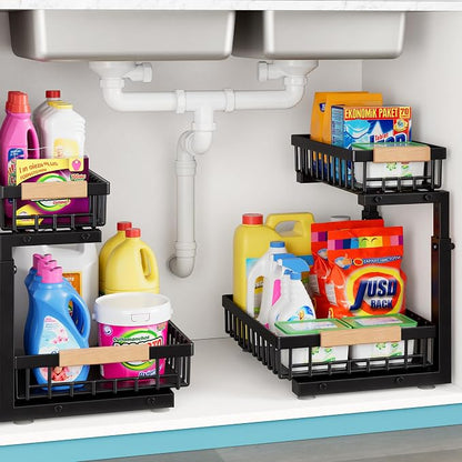 1 Packs 2 Tier Under Sink Organizers, Sliding Pull Out Cabinet Organizer by Unknown