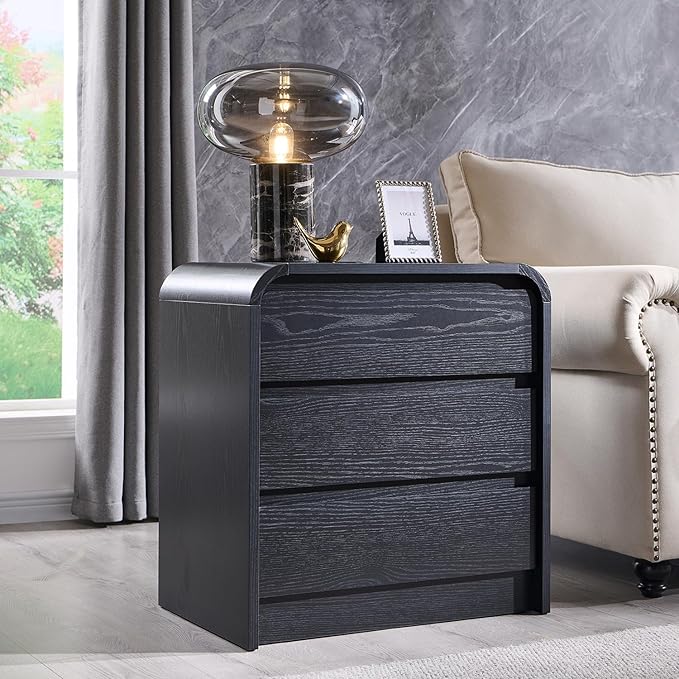 25" Tall Modern Nightstand Set of 2, 23.6" Wide Wood Bedside Table - Image 2