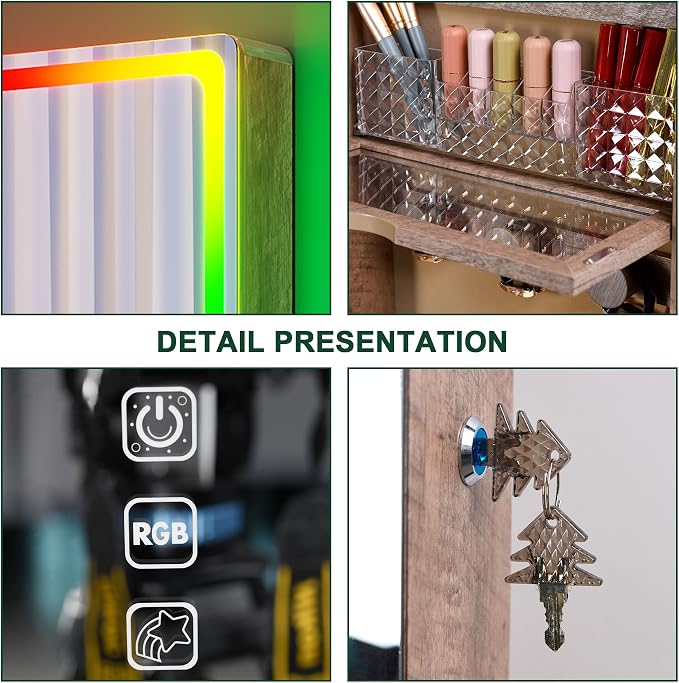 HNEBC LED Mirror Jewelry Cabinet - Image 9