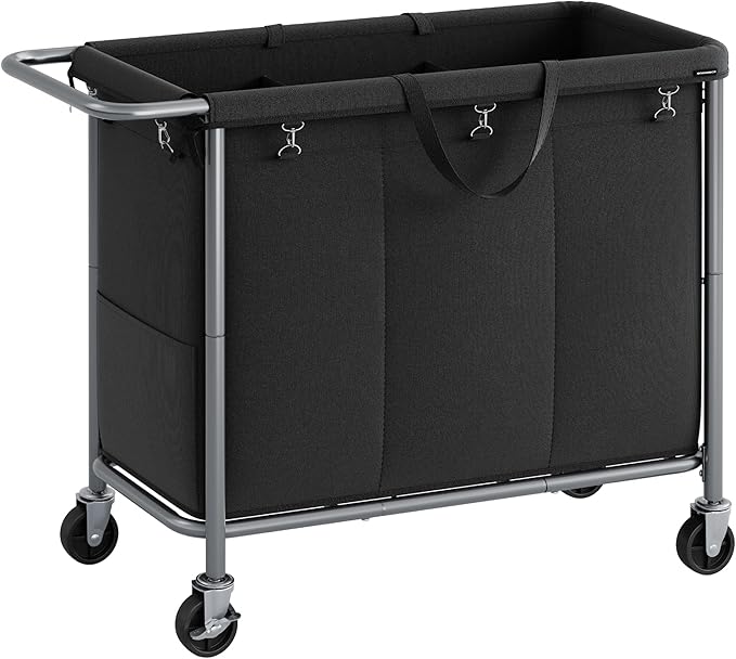 SONGMICS Laundry Basket with Wheels, 3-Section Rolling Laundry Hamper, 52.8 by SONGMICSbySONGMICSHOME