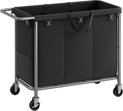 SONGMICS Laundry Basket with Wheels, 3-Section Rolling Laundry Hamper, 52.8 by SONGMICSbySONGMICSHOME