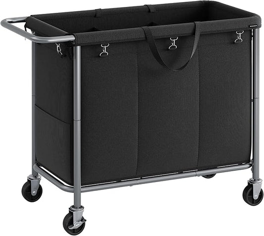 SONGMICS Laundry Basket with Wheels, 3-Section Rolling Laundry Hamper, 52.8 by SONGMICSbySONGMICSHOME