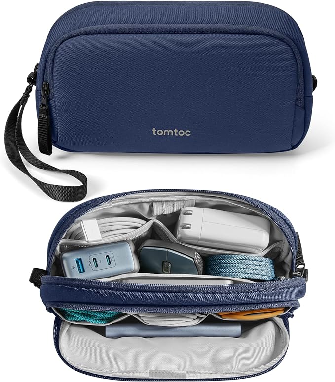 tomtoc Electronic Organizer Travel Case, Water Resistant Dual Compartment Tech by tomtoc