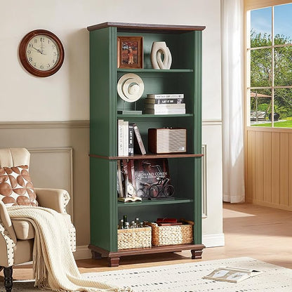 70" Tall Green Bookshelf, 5 Tier Wooden Book Shelf - Image 5