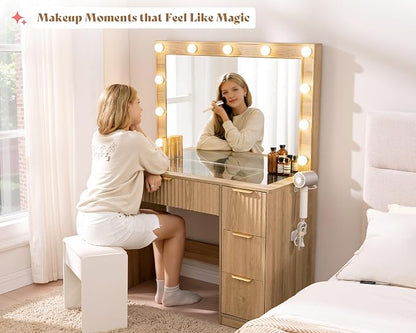 AMERLIFE 36.2" Fluted Vanity Desk - Image 4
