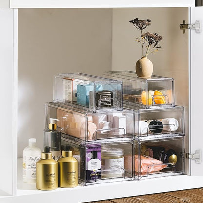 Sorbus Small Wide Clear Storage Drawers – Stackable Pull-Out Storage Bins - Image 5