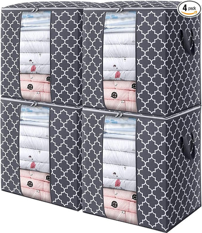 WISELIFE Storage Bags 4 Pack/100L Large Blanket Clothes Organization and by WiseLife