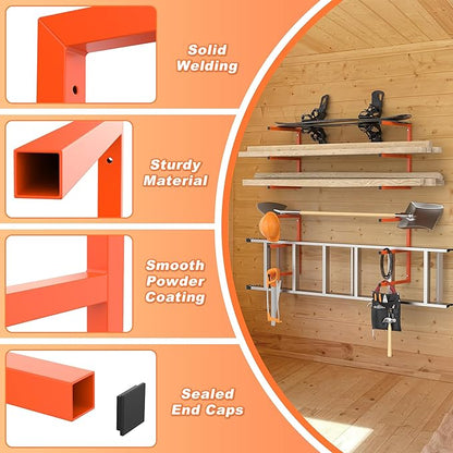 Ultrawall Lumber Storage Rack Wall Mount Wood Storage Racks, Metal Wood - Image 5
