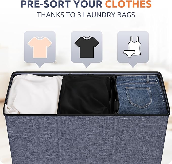 SOLEDI 180L 3-Section Laundry Hamper - Image 3