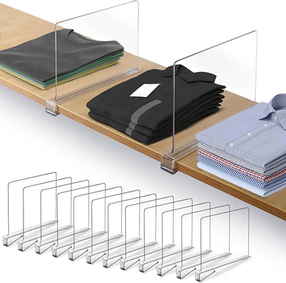 12 Pack Acrylic Shelf Dividers for Closet Organization 11x7.9 Inch – Clear by Unknown